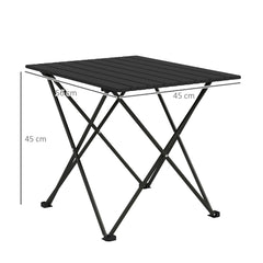 Outsunny Folding Camping Table, Lightweight Metal Picnic Table with Carry Bag, Foldable Table for Outdoor Camping, Picnic, Hiking, BBQ, Fishing, Black