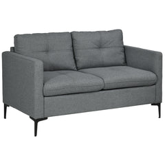 HOMCOM Two-Seater Sofa, with Steel Legs - Grey