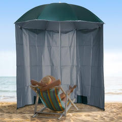 Outsunny 88" Arc 2.2M Fishing Umbrella Beach Parasol with Sides Brolly Shelter Canopy Shade with FREE Carry Bag Green