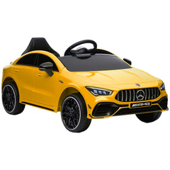 AIYAPLAY Mercedes-Benz AMG CLA 45 Licensed 12V Kids Electric Car Ride on Car w/ Remote, Suspension Lights Music Horn - Yellow