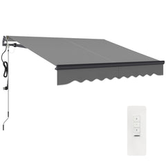 Outsunny 2.5 x 2m Electric Awning with Remote Controller, Aluminium Frame DIY Retractable Awning, UV30+ Sun Shade Canopy for Garden Patio Deck Door Window, Dark Grey