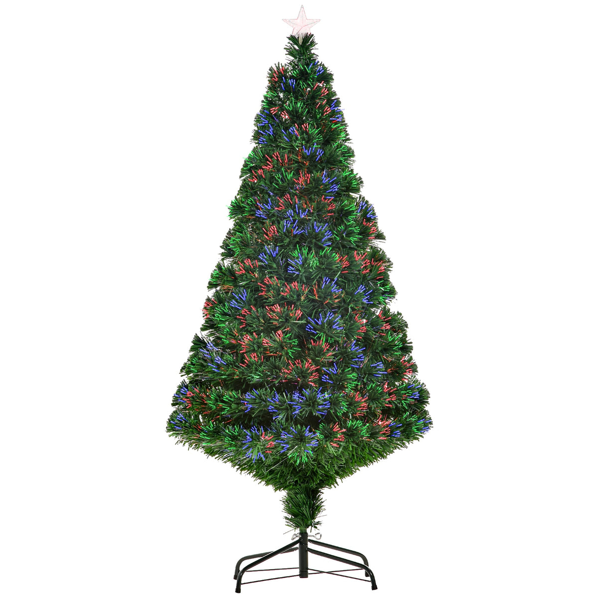 HOMCOM 5FT Pre-Lit Fibre Optic Artificial Christmas Tree Holiday Xmas D√É¬©cor with Tree Topper Multi-Colour