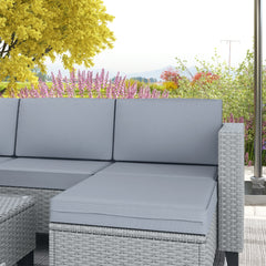 Outsunny 5-Piece Rattan Patio Furniture Set with Corner Sofa, Footstools, Coffee Table, for Poolside, Grey