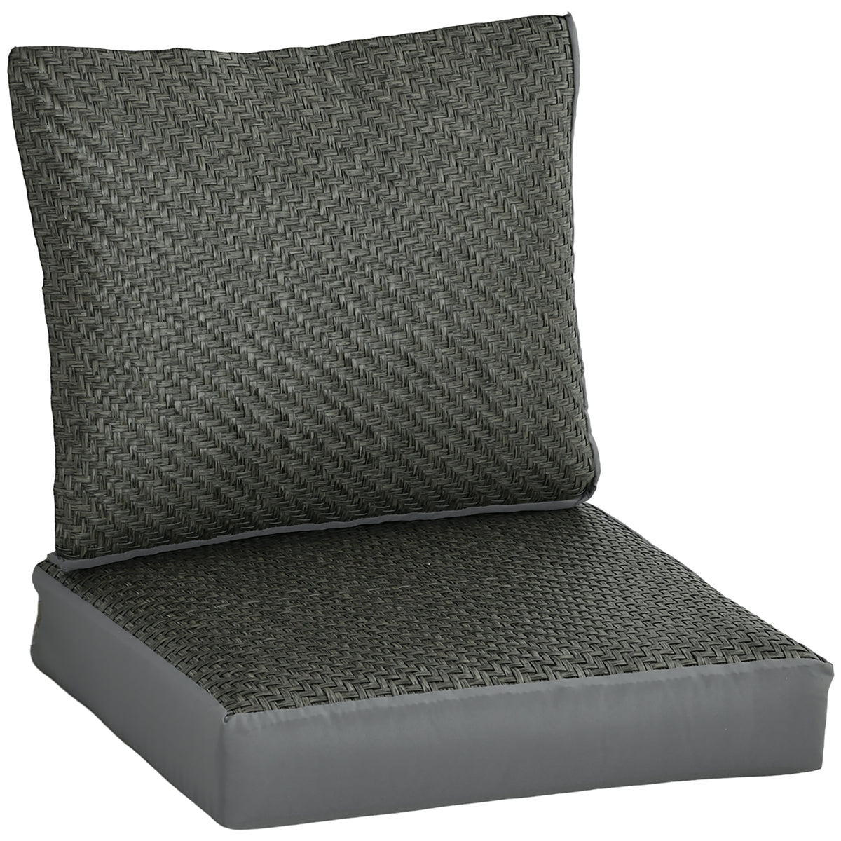 Outsunny 2-Piece Back and Seat Cushion Pillows Replacement, Fabric and PE Rattan Patio Chair Cushions Set, Grey