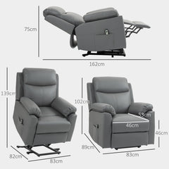 HOMCOM Faux Leather 70√Ç¬∞ Electric Riser Recliner Chair - Grey