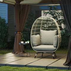 Outsunny Rattan Egg Chair with Cushions and Pillows, Charcoal Grey