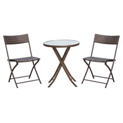 Outsunny 2 Seater Wicker Rattan Bistro Set-Brown