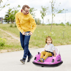 AIYAPLAY 360√Ç¬∞ Rotation Kids Bumper Car, 12V Waltz Car with Remote Control, Dual Joystick, Music, Lights, Pink