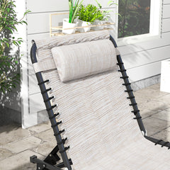 Outsunny Set of Two Folding Sun Loungers, with Four-Position Backs - Cream