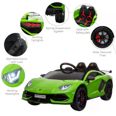 HOMCOM Lamborghini SVJ 12V Kids Electric Ride On Car Sport Racing Toy RC for 3-8 Yrs