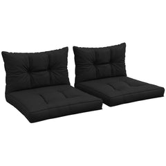 Outsunny 2-Piece Seat Cushions Back Pillows Replacement, Patio Chair Cushions Set for Indoor Outdoor, Black