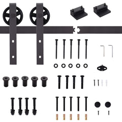 HOMCOM 6ft Modern Single Sliding Barn Door Track Kit Set Closet Hardware for Single Wooden Door