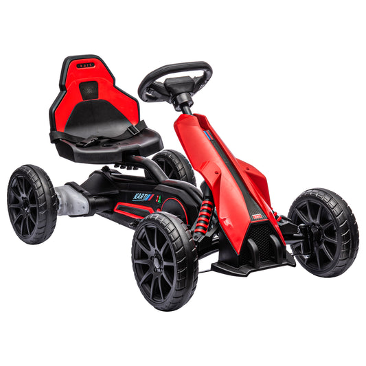 HOMCOM 12V Electric Go Kart for Kids, Ride-On Racing Go Kart with Forward Reversing, Rechargeable Battery, 2 Speeds, for Boys Girls Aged 3-8 Years Old - Red