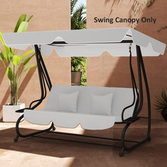 Outsunny Garden Swing Canopy Replacement 3 Seater, Waterproof Garden Swing Seat Canopy Cover, Windproof Anti-UV Sun Shade (Canopy Only) for Patio, Balcony, Light Grey