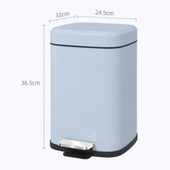 HOMCOM 12L Modern Boxy Metal Home Kitchen Bin - Light Blue