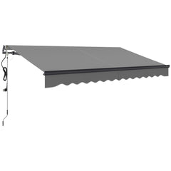 Outsunny 3.5 x 3(m) Electric Awning with Remote Controller, Aluminium Frame DIY Retractable Awning, UV30+ Sun Shade Canopy for Garden Patio Deck Door Window, Dark Grey