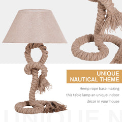 HOMCOM Table Lamp Bedside Light Indispensable Nautical Twisted Rope Glow E27 Bedroom Living Room Beige