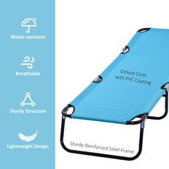 Outsunny Garden Sun Lounger, with Five-Position Back - Light Blue