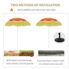 Outsunny 1.6m Patio Garden Hawaii Beach Sun Umbrella Sunshade Hawaiian Folding Tilting Crank Parasol (Multicolor)