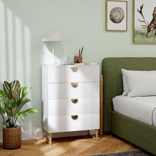 HOMCOM Elegant Chest of Four Drawers - White