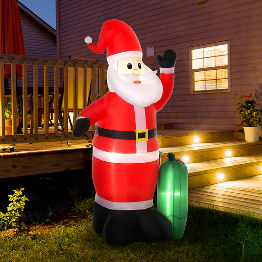 HOMCOM 7.5ft Inflatable Christmas Santa Claus with LED Air Blown Xmas D√É¬©cor Holiday Outdoor Yard Decoration