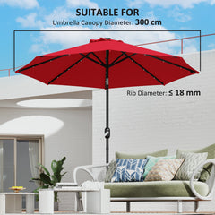 Outsunny 3 m Replacement Parasol Canopy with Top Vent, UPF 50+ Garden Parasol Replacement Canopy, 8 Rib Parasol Cover Replacement Fits Various Frames, Red