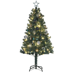 HOMCOM 5ft Pre-Lit Xmas Tree with Decorations, Green, Blue and Warm White