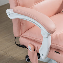 Vinsetto Vibration Massage Office Chair with Heat, Ergonomic Computer Desk Chairs, Faux Leather Desk Chair with Footrest, Armrest and Reclining Backrest, Pink