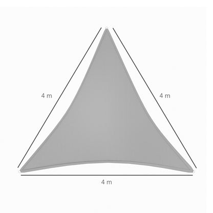 Outsunny 4x4x4m Triangle Sun Shade Sail, Outdoor UV Protection HDPE Canopy, Patio Deck Shelter with Steel Rings and Ropes, Grey