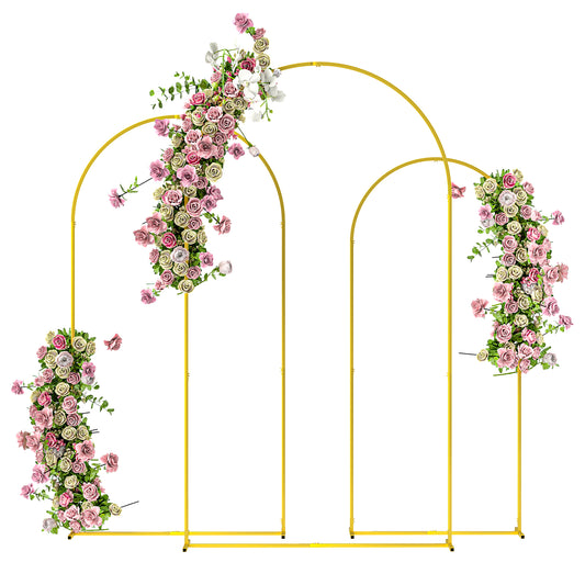 Outsunny Wedding Arch Frame Set, 2.2, 2, 1.8 m Metal Arch Backdrop Stand Set of 3, Balloon Arch Stand Set for Birthday Party, Bridal Shower, Graduation, Ceremony, Banquet Decorations, Gold Tone