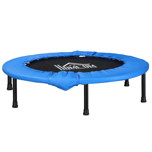 HOMCOM â96cm Mini Fitness Trampoline Home Gym Yoga Exercise Rebounder Indoor Outdoor Jumper with Safety Pad, Support Up to 100 KG, Blue and Black