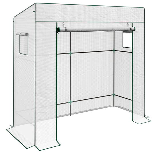 Outsunny PE Cover Walk-in Outdoor Greenhouse, White