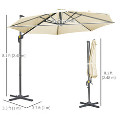 Outsunny 3 x 3(m) Cantilever Parasol with Cross Base, Garden Umbrella with 360√Ç¬∞ Rotation, Crank Handle and Tilt for Outdoor, Patio, Cream White