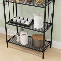 HOMCOM Five-Tier Steel Frame Kitchen Shelving Unit - Black