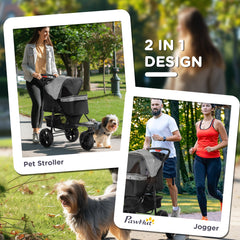 عربة أطفال PawHut Dog Pram Dog Stroller، عربة أطفال للكلاب ذات 3 عجلات مع فرامل، للكلاب الصغيرة والقطط، باللون الأحمر