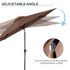 Outsunny 3(m) Tilting Parasol Garden Umbrellas, Outdoor Sun Shade with 8 Ribs, Tilt and Crank Handle for Balcony, Bench, Garden, Coffee