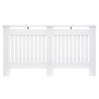 HOMCOM Slatted Radiator Cover Painted Cabinet MDF Lined Grill in White (152L x 19W x 81H cm)