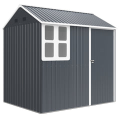 Outsunny 7 x 6ft Galvanised Garden Shed, with Latch - Dark Grey