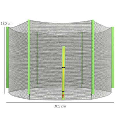 SPORTNOW 10ft Trampoline Net Replacement with 6 Plastic Pole Covers, Weather-Resistant Trampoline Netting Replacement with Zipped Entrance, Poles Not Included, Green