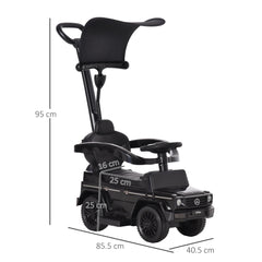 HOMCOM 3 in 1 Kids Children Ride on Push Car Toddler Sliding Car G350 Licensed Walker Foot to Floor Slider Push-Along with Horn Steering Wheel NO POWER Manual, Black