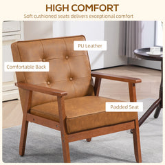 HOMCOM 2 Pack Retro-Style Accent Chair, with Faux Leather Seat - Brown