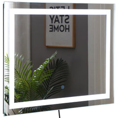 kleankin 80x60cm LED Bathroom Mirror Wall Mounted Vanity Light Illuminated w/ Touch Switch Accessories Home Furnishings