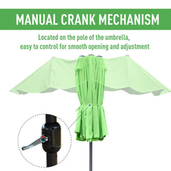 Outsunny 4.6M Sun Umbrella Canopy Double-sided Crank Sun Shade w/ Cross Base Green