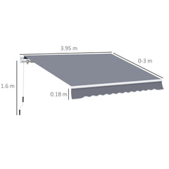 Outsunny Manual Retractable Awning, size (4m x3m)-Grey