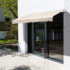 Outsunny Manual Retractable Awning, 3x2.5 m-Ivory White