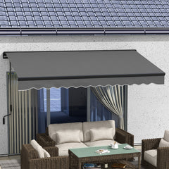 Outsunny 2.5 x 3.5m Aluminium Frame Electric Awning, with Remote - Dark Grey