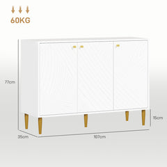 HOMCOM Elegant Two-Cupboard Sideboard - White/Gold-Tone