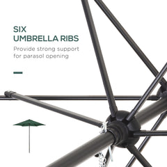 Outsunny 2m Garden Parasol Umbrella, Outdoor Sun Shade with 6 Sturdy Ribs for Balcony, Bench, Garden, Green