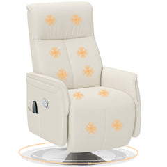 HOMCOM 10-Point Massage Recliner Armchair - Cream