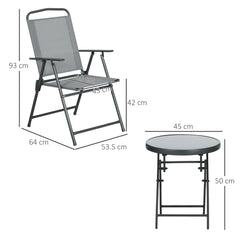 Outsunny Three-Piece Garden Seat Set, with Glass-Top Table - Light Grey